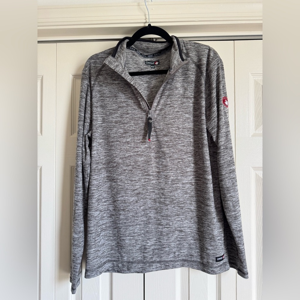 Canada Weather Gear Quarter-zip Top BASIC LONG SLEEVE TOP - GREY Size Medium